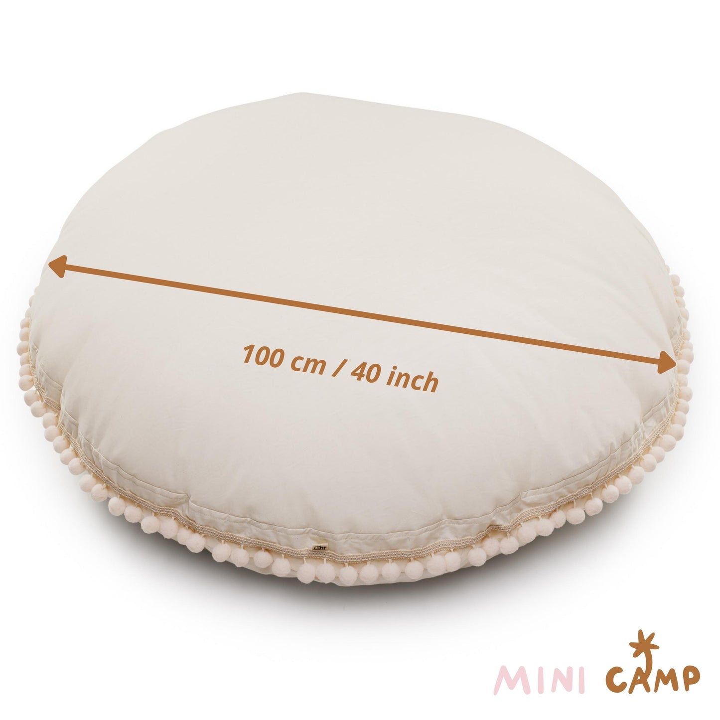 MINICAMP Large Floor Cushion with Pom Poms - Ecru