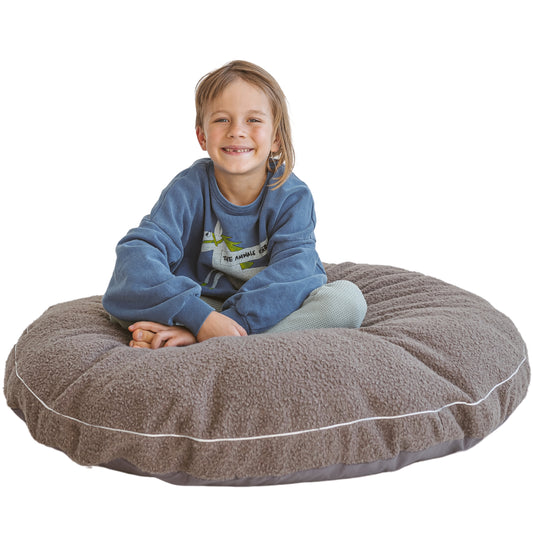 MINICAMP Boucle Fabric Kids Floor Cushion - Grey