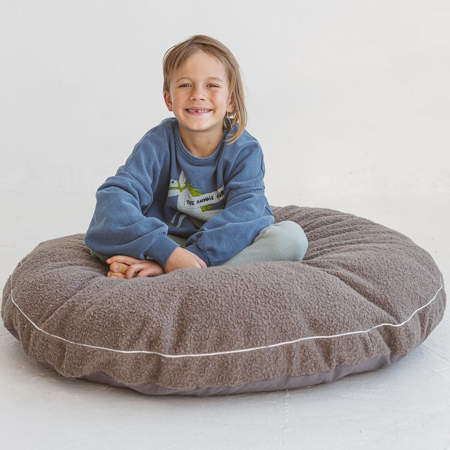 MINICAMP Boucle Fabric Kids Floor Cushion - Grey