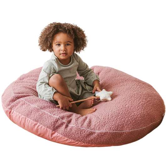 MINICAMP Boucle Fabric Kids Floor Cushion - Rose
