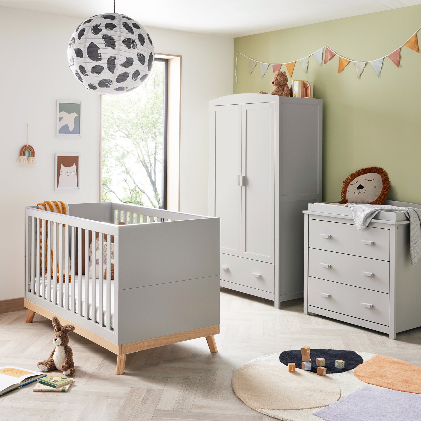 Babymore Mona 3 Piece Universal Nursery Room Set - Grey