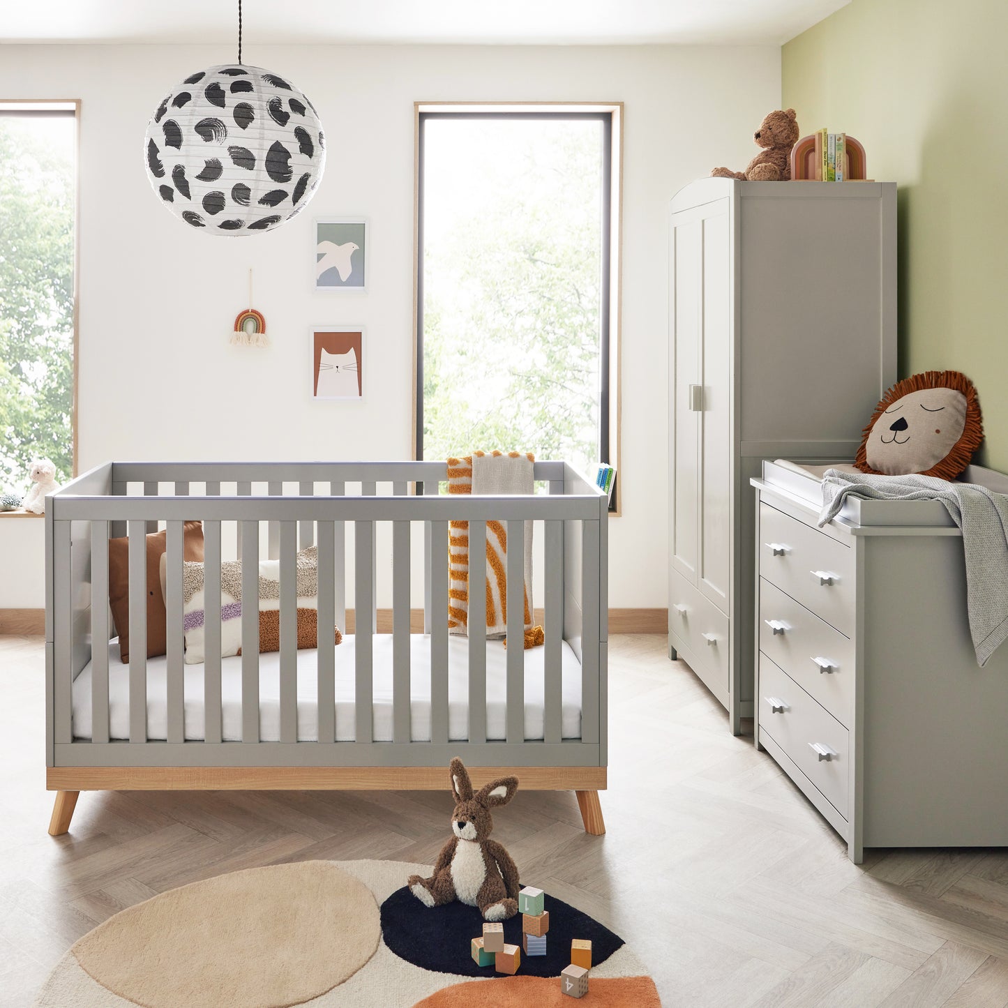 Babymore Mona 3 Piece Universal Nursery Room Set - Grey