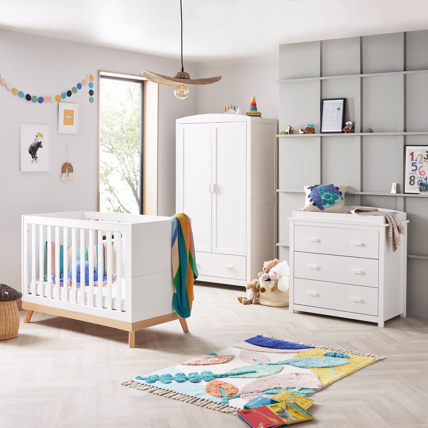 Babymore Mona Mini 3 Piece Nursery Room Set - White