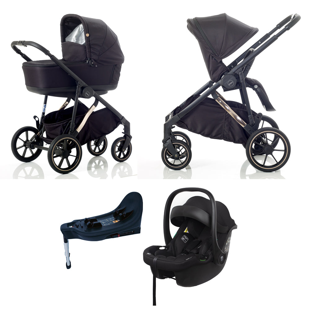 Mee-go Uno+ 3-in-1 Travel System Black/Rose