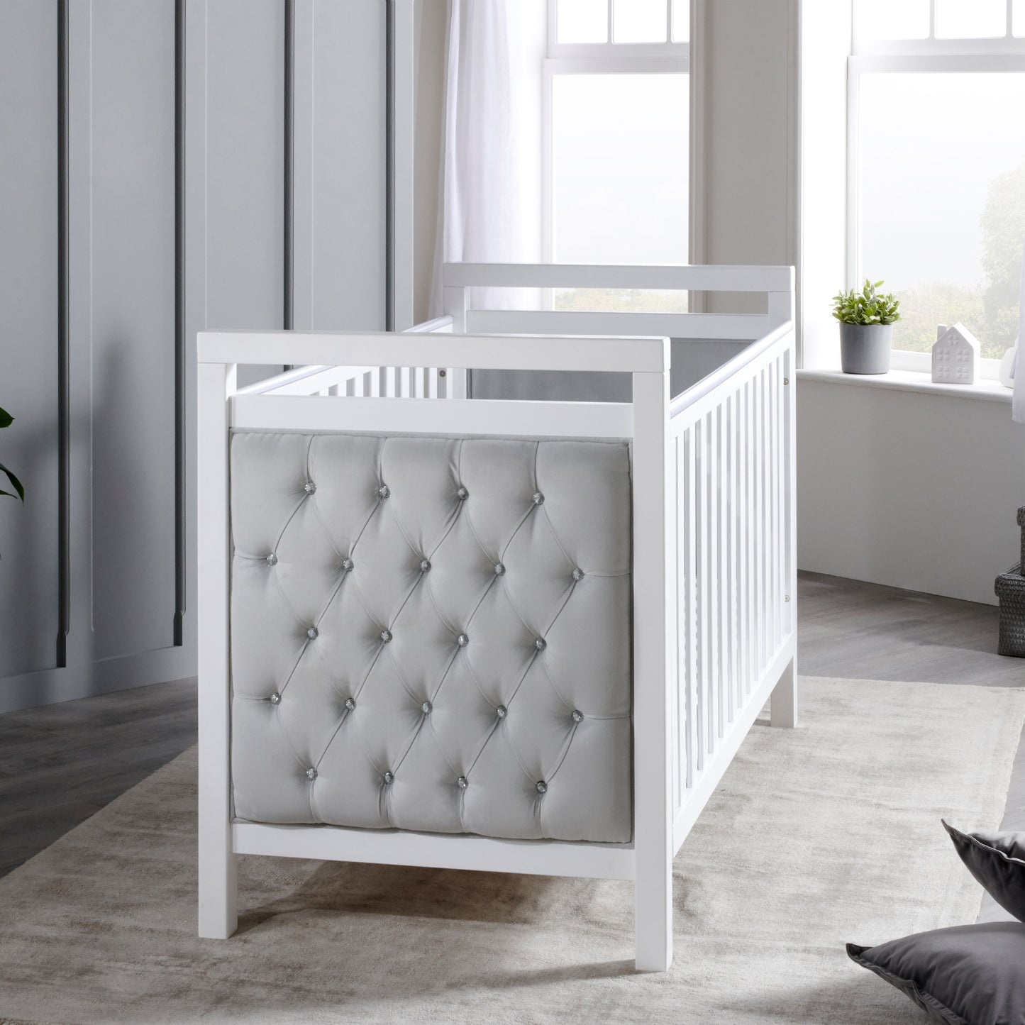 Babymore Velvet Deluxe Cot Bed - White