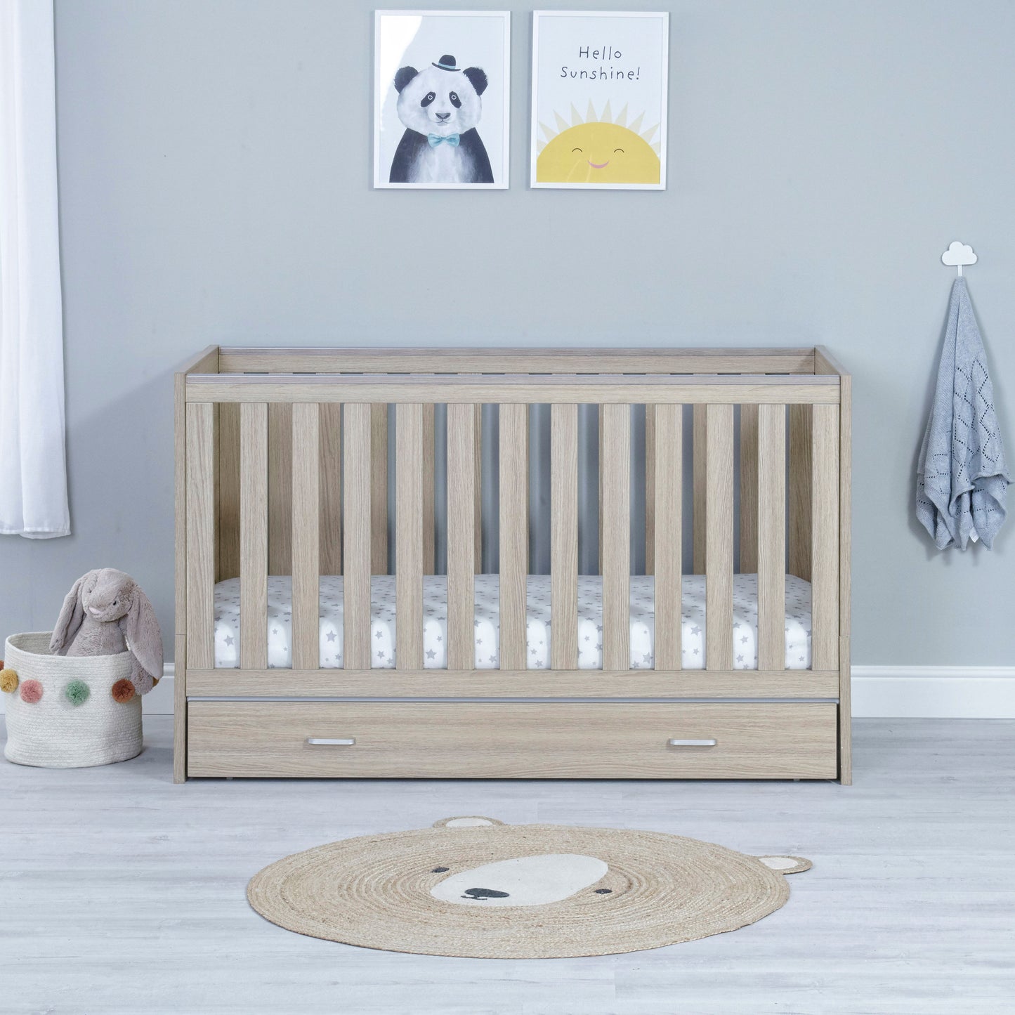 Babymore Veni Cot Bed - Oak