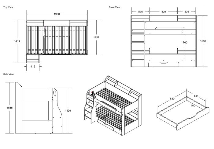 Flair Furnishings Flick Bunk Bed - White