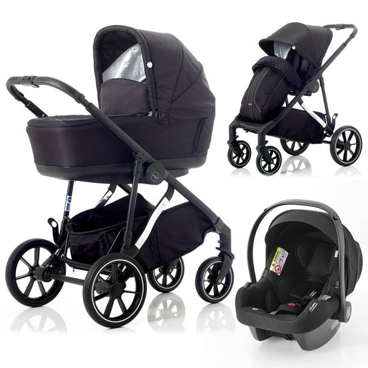 Mee-go Uno+ 3-in-1 Travel System Black/Chrome