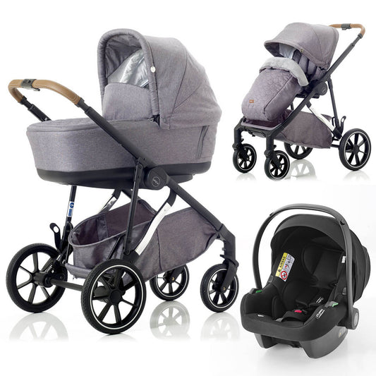 Mee-go Uno+ 3-in-1 Travel System Grey/Chrome
