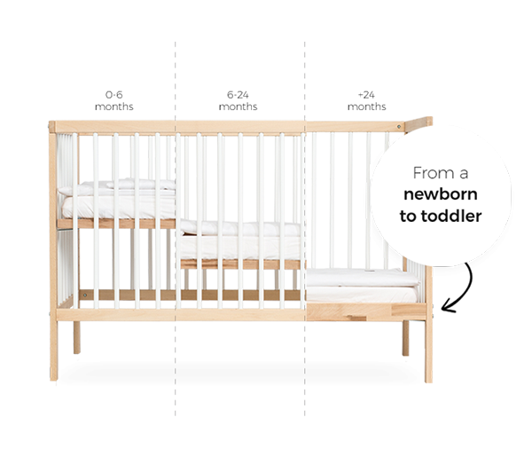 Mokee Mini Cot Bed (120 x 60) - White Beech