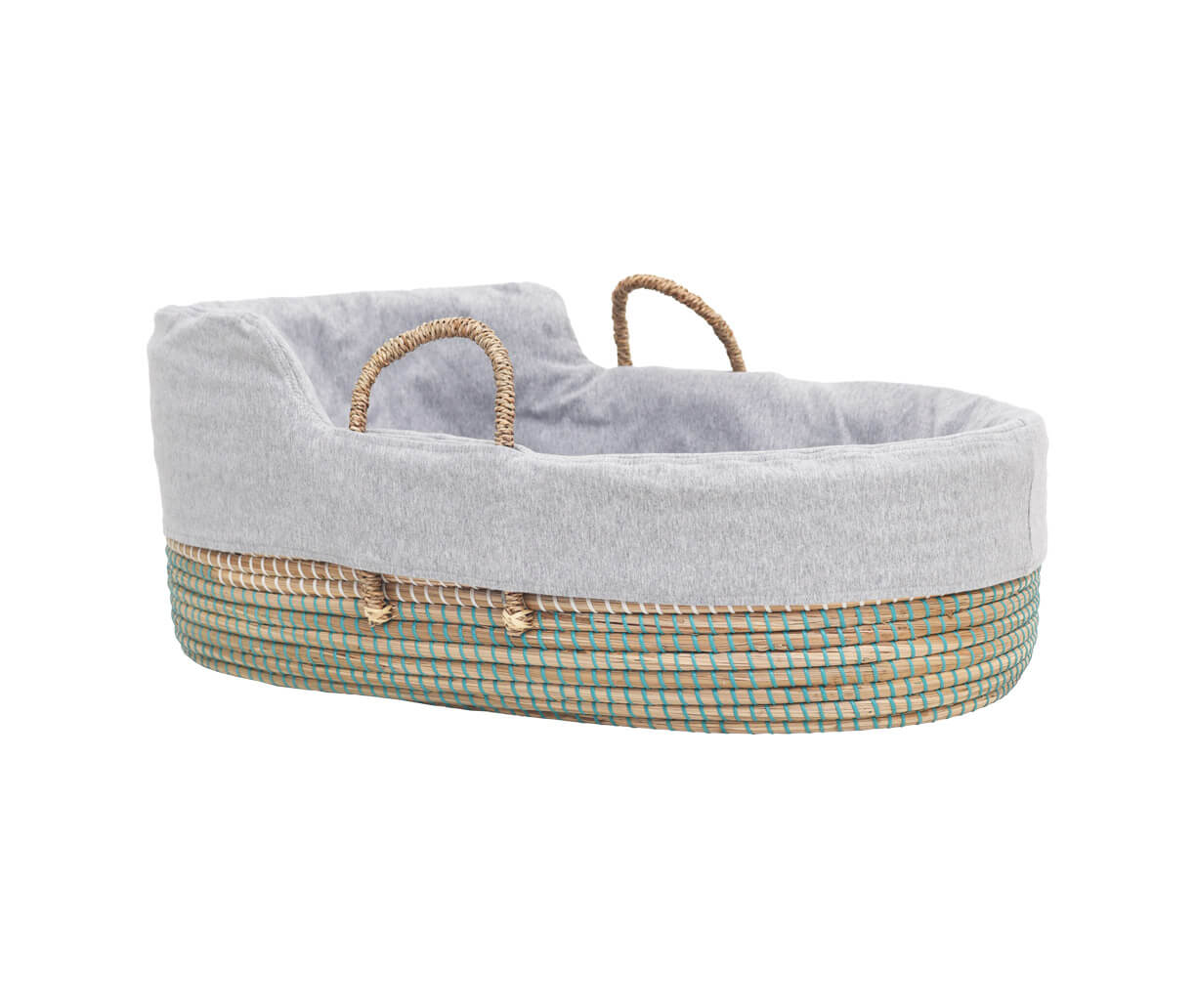 Mokee Natural Seagrass Moses Basket - Green